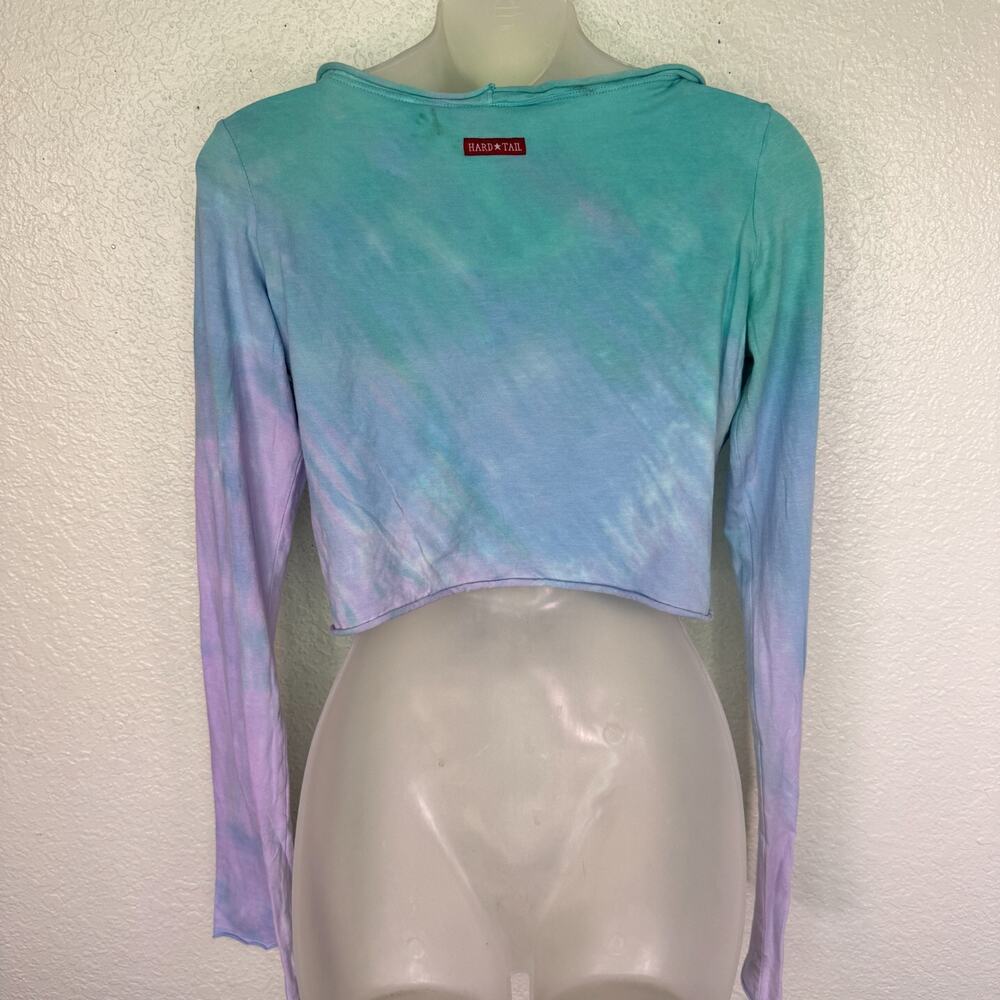 Hard Tail Forever Y2K Top Womens Medium Crop Tie Dye Pastel Yoga Gym Cover Vtg - Picture 2 of 11